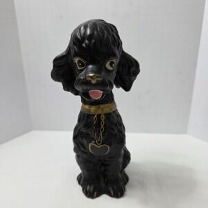 Vintage Black Poodle Coin Bank Artmark Ceramic Collectible Figure